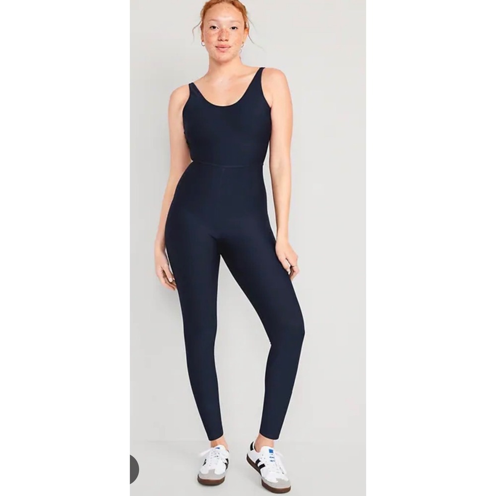 Old Navy Powersoft Go-Dry Bodysuit Black Sleeveless‎ Yoga Jumpsuit L Tall 539113